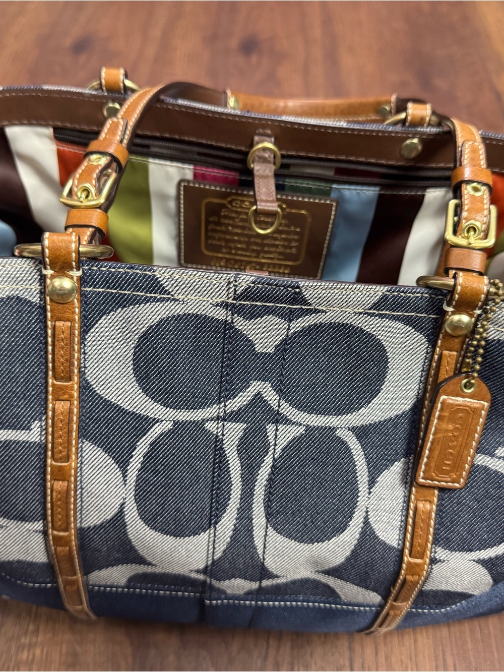 Coach Signature Denim Tote 11380 + Wallet & Dust Bag 2007 Y2K Set